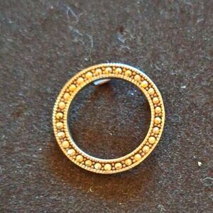 Vintage Sparkling Open Circle Pendant 925 Sterling